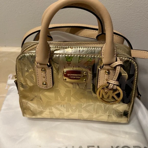 MICHAEL Michael Kors Metallic Gold Cindy Dome Satchel Bag